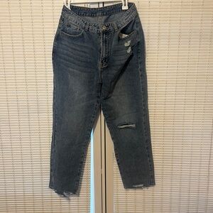 Denim distressed blue jeans